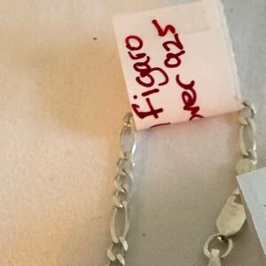 White real gold over 925 sterling Silver Figaro Chain Bracelet